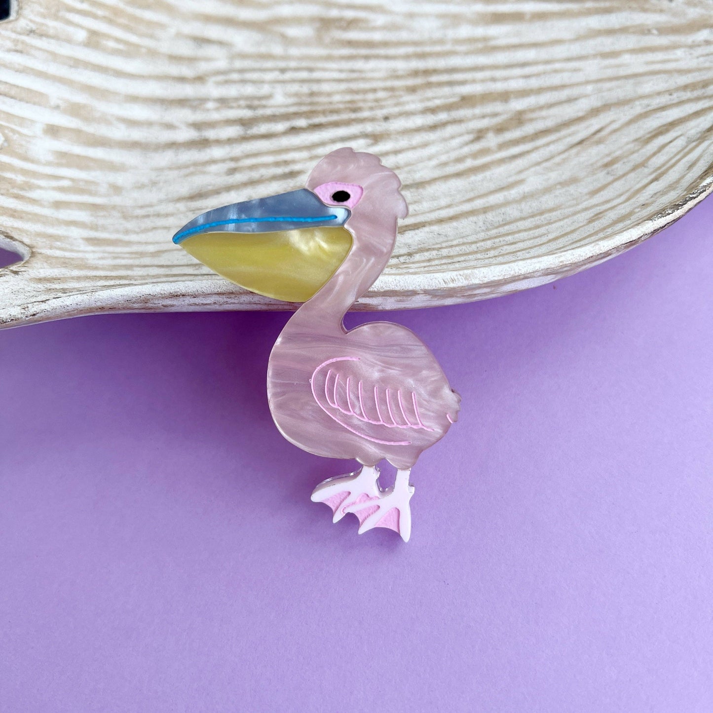 Pink Pelican Brooch