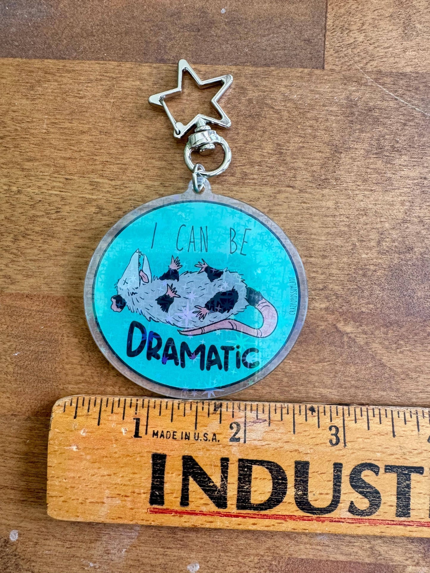 Dramatic Sparkle Opossum Acrylic Keychain