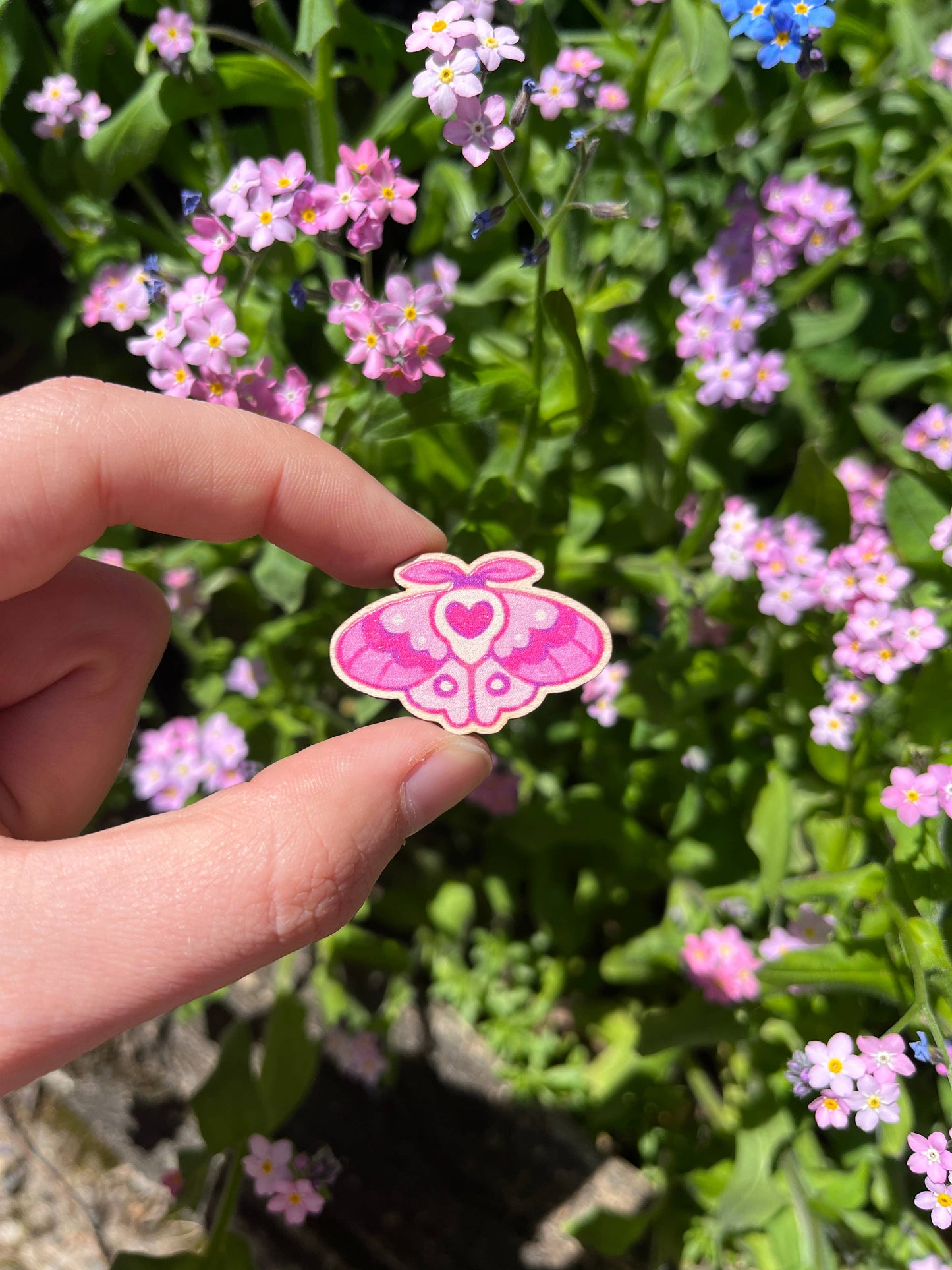 Rosy Maple Moth Wooden Pin