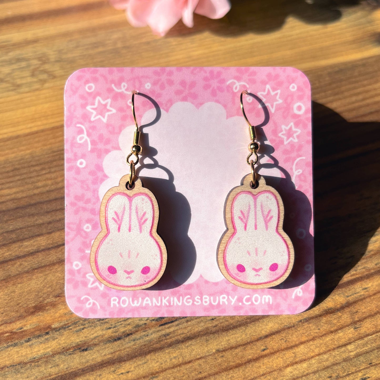 White Rabbit Wooden Earrings