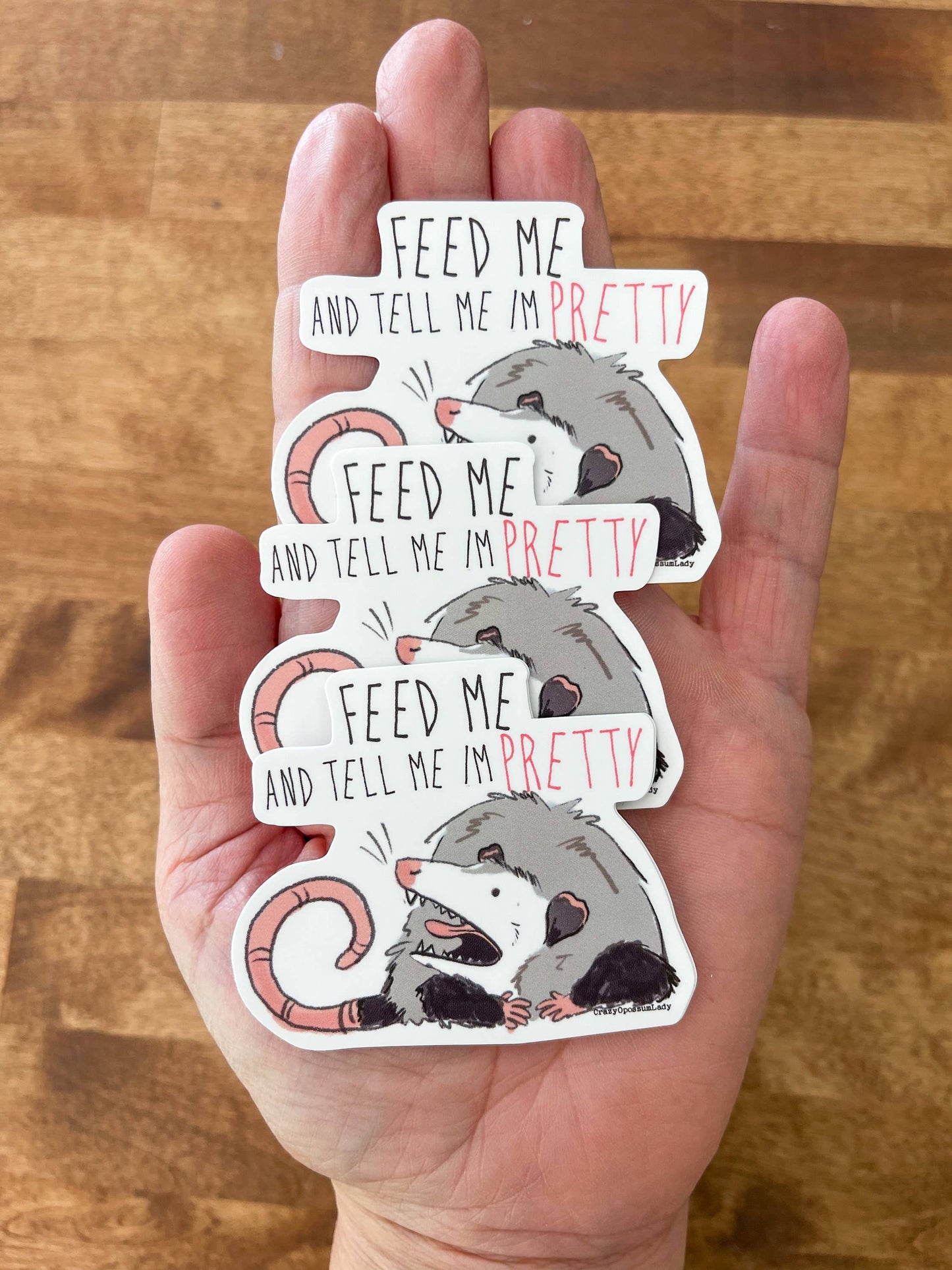 Feed Me Pretty Opossum Vinyl Sticker