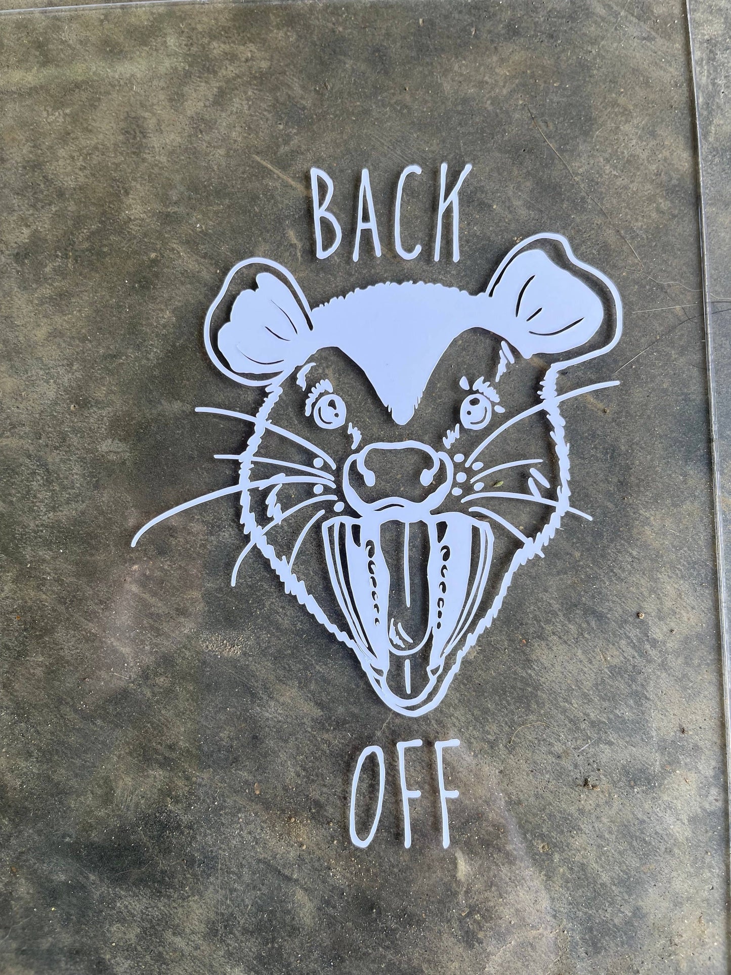 Back Off! Opossum Window Decal
