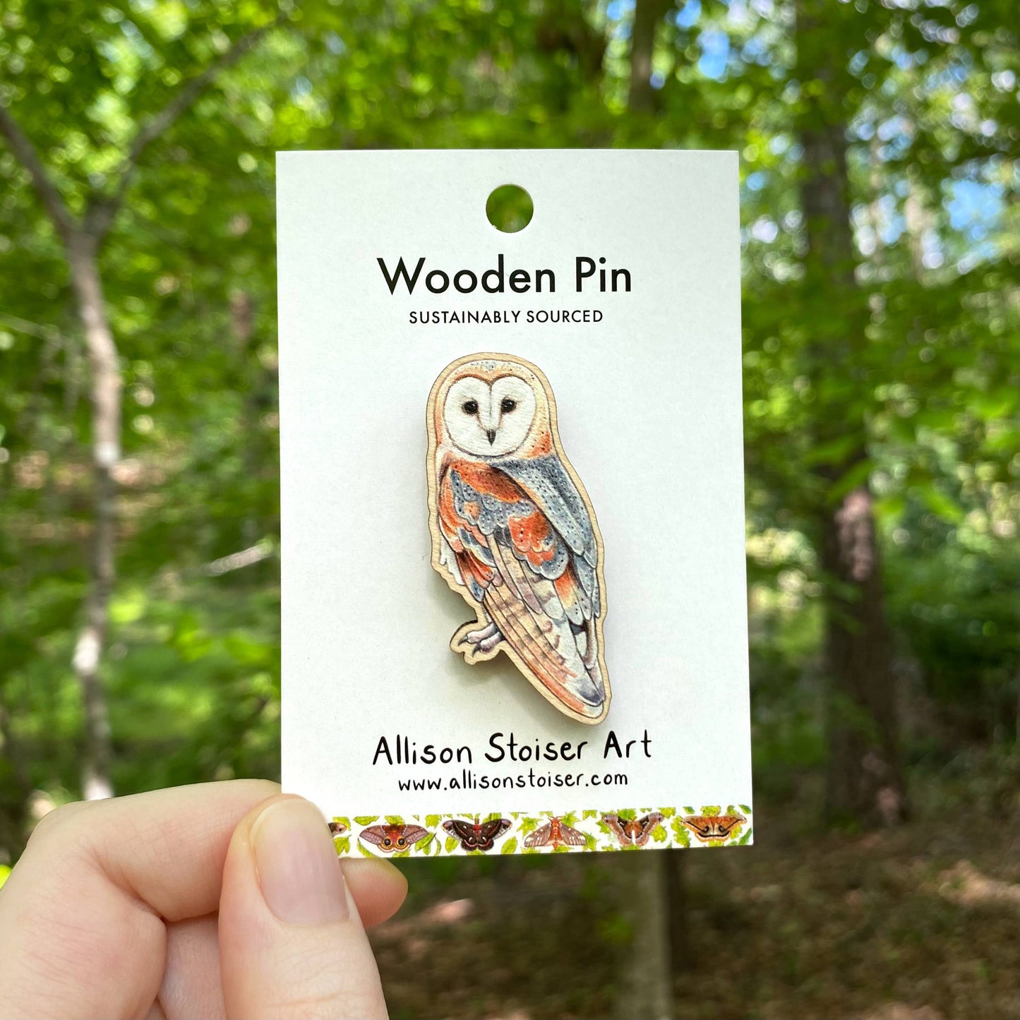 Barn Owl Wooden Pin