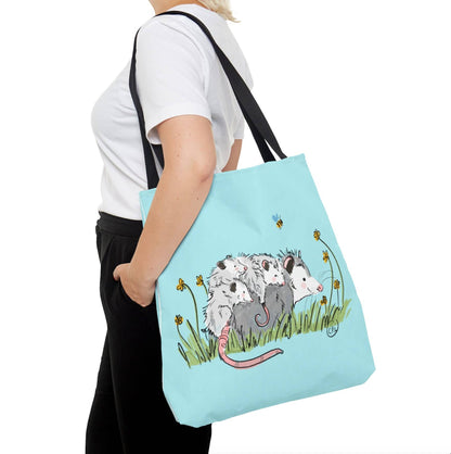 Mama Opossum with Joeys Cotton Canvas Tote Bag
