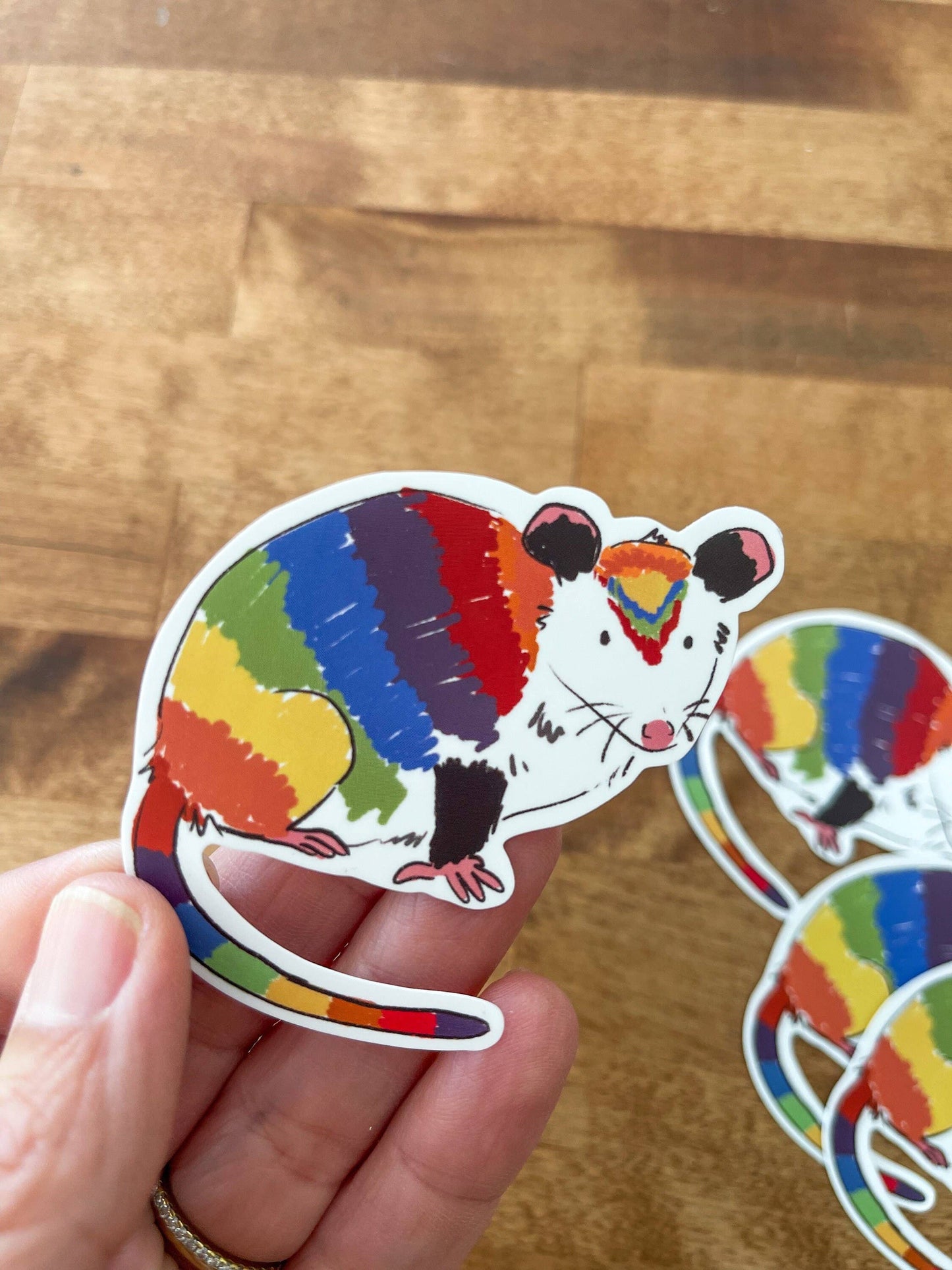 Rainbow Opossum Vinyl Sticker