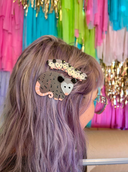 Mama Opossum and Joeys Hair Clips