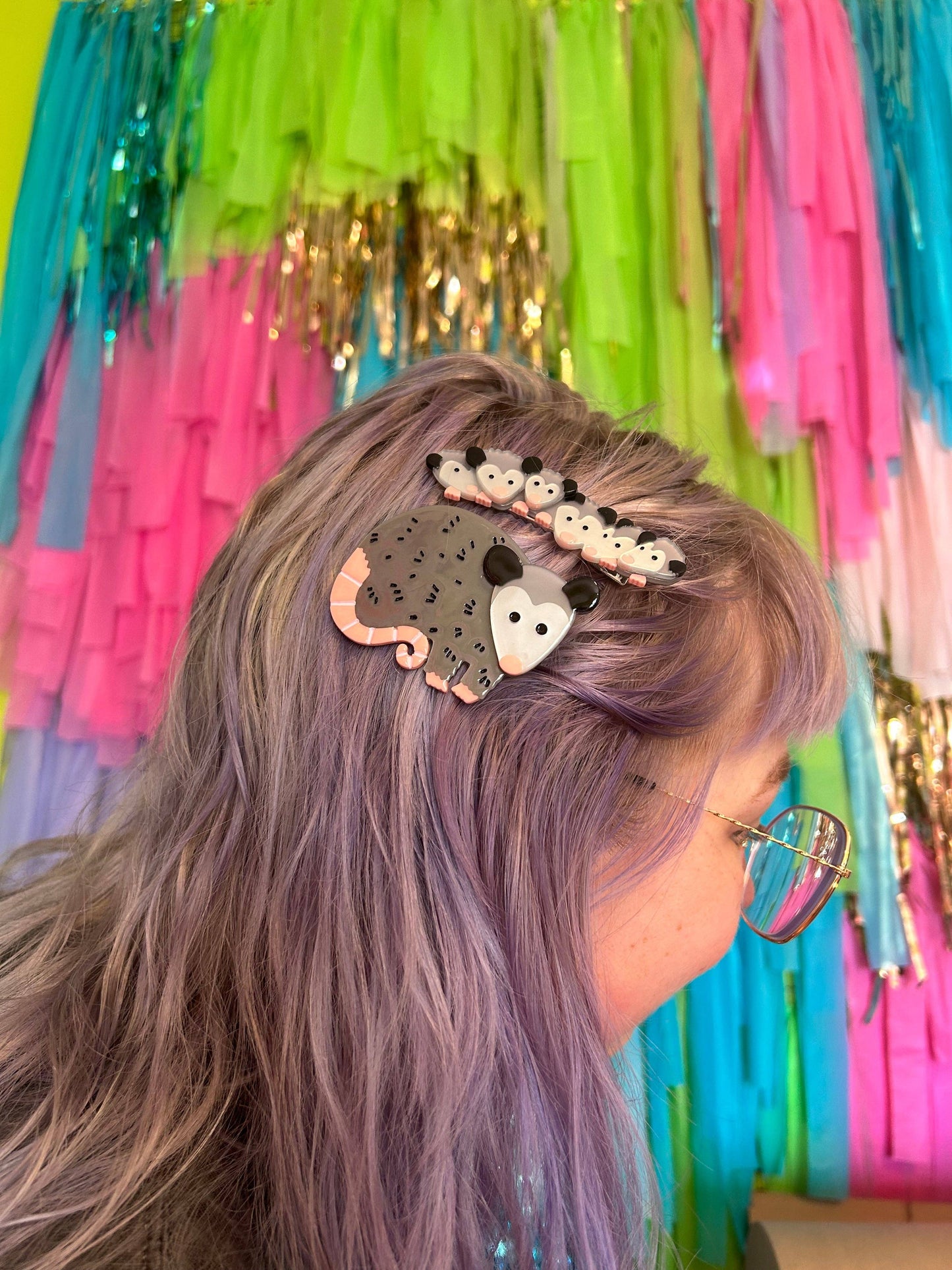Mama Opossum and Joeys Hair Clips