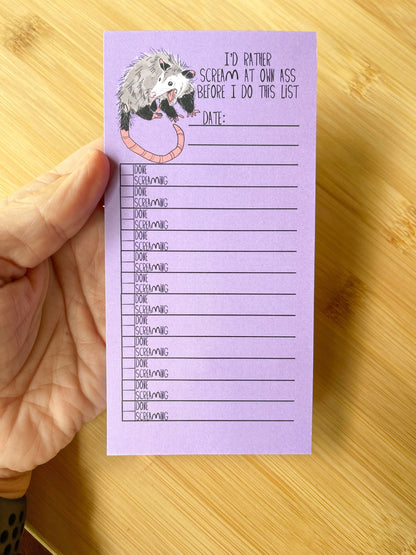 To-Do List Screaming Opossum Notepad