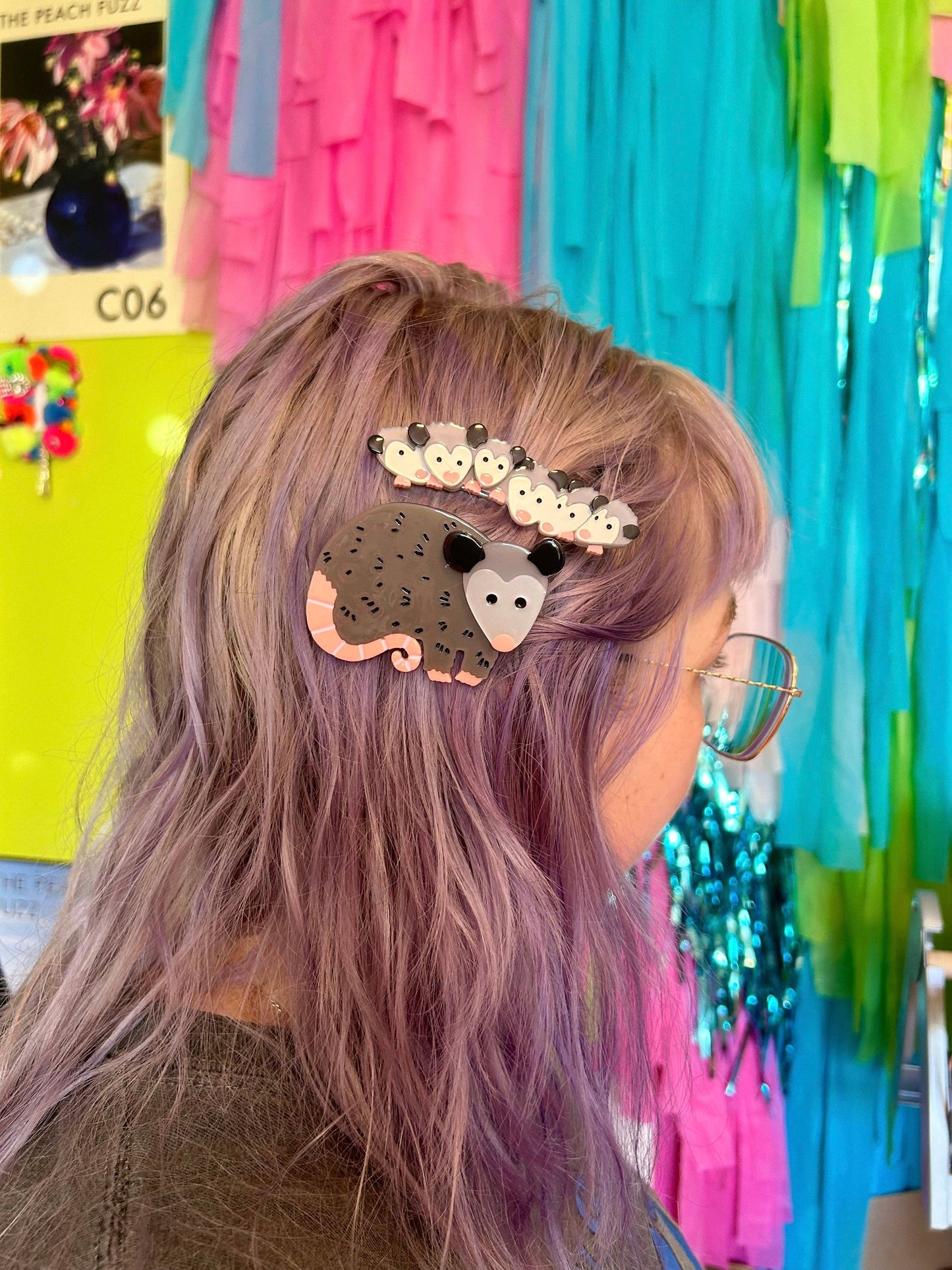 Mama Opossum and Joeys Hair Clips