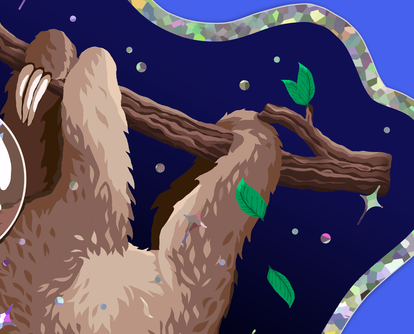 Space Sloth Sparkly Vinyl Sticker