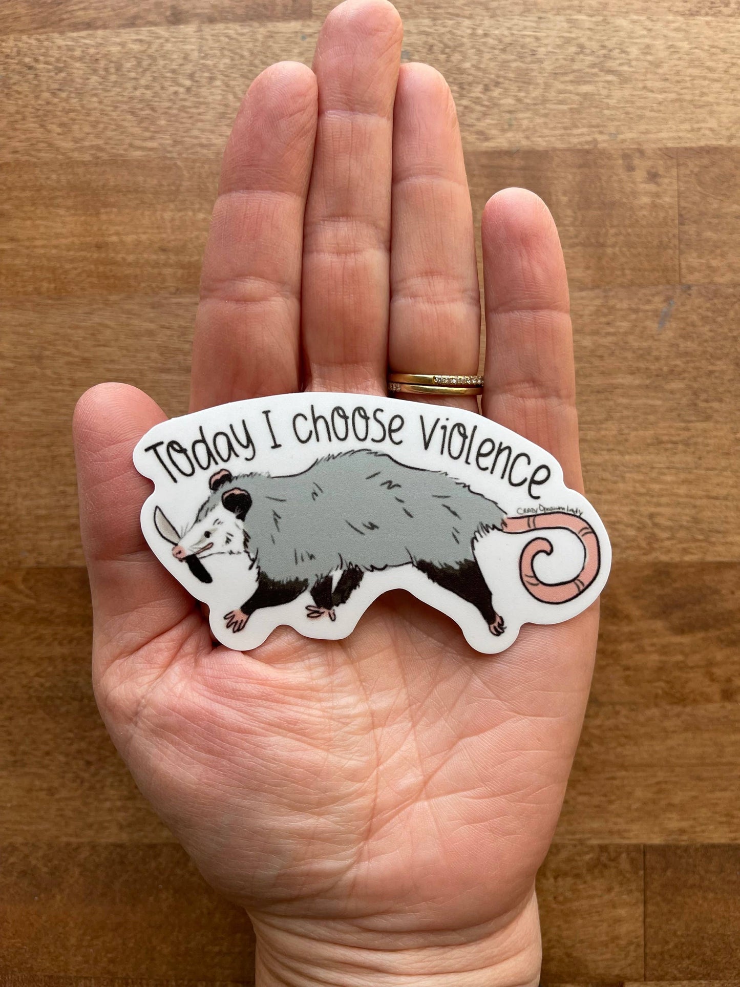 Today I Choose Violence Possum Opossum Vinyl Art Sticker