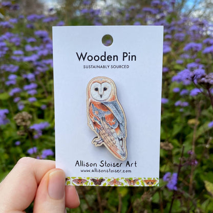 Barn Owl Wooden Pin