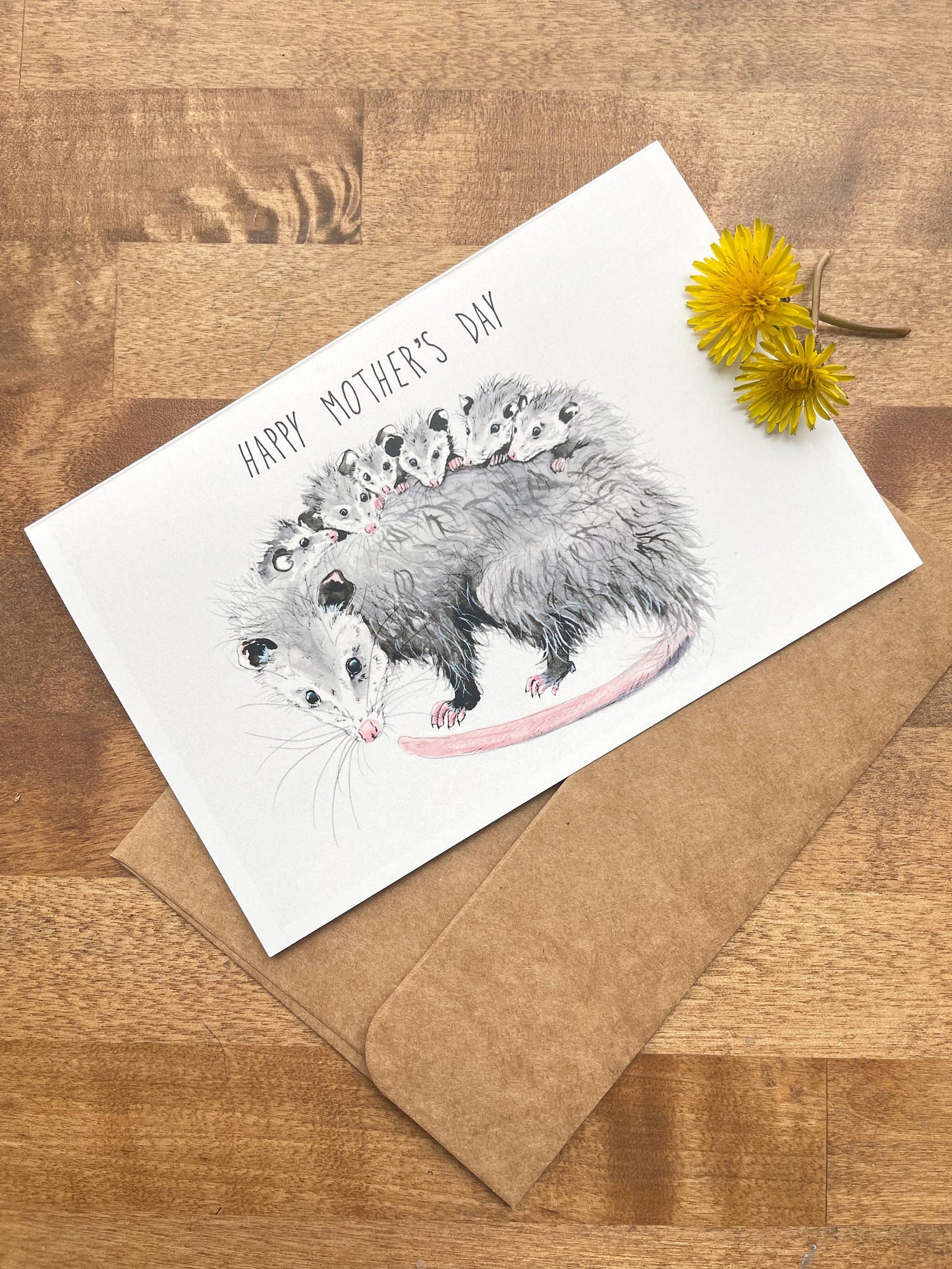 Happy Mother's Day Opossum Card and Envelope