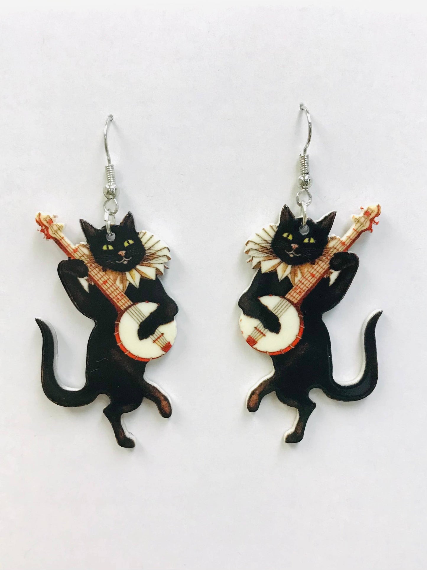 Banjo Cat Acrylic Earrings