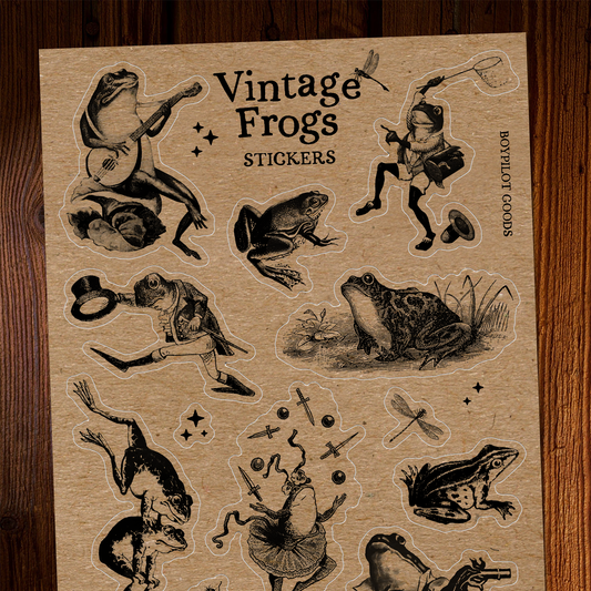 Frogs Vintage Sticker Sheet