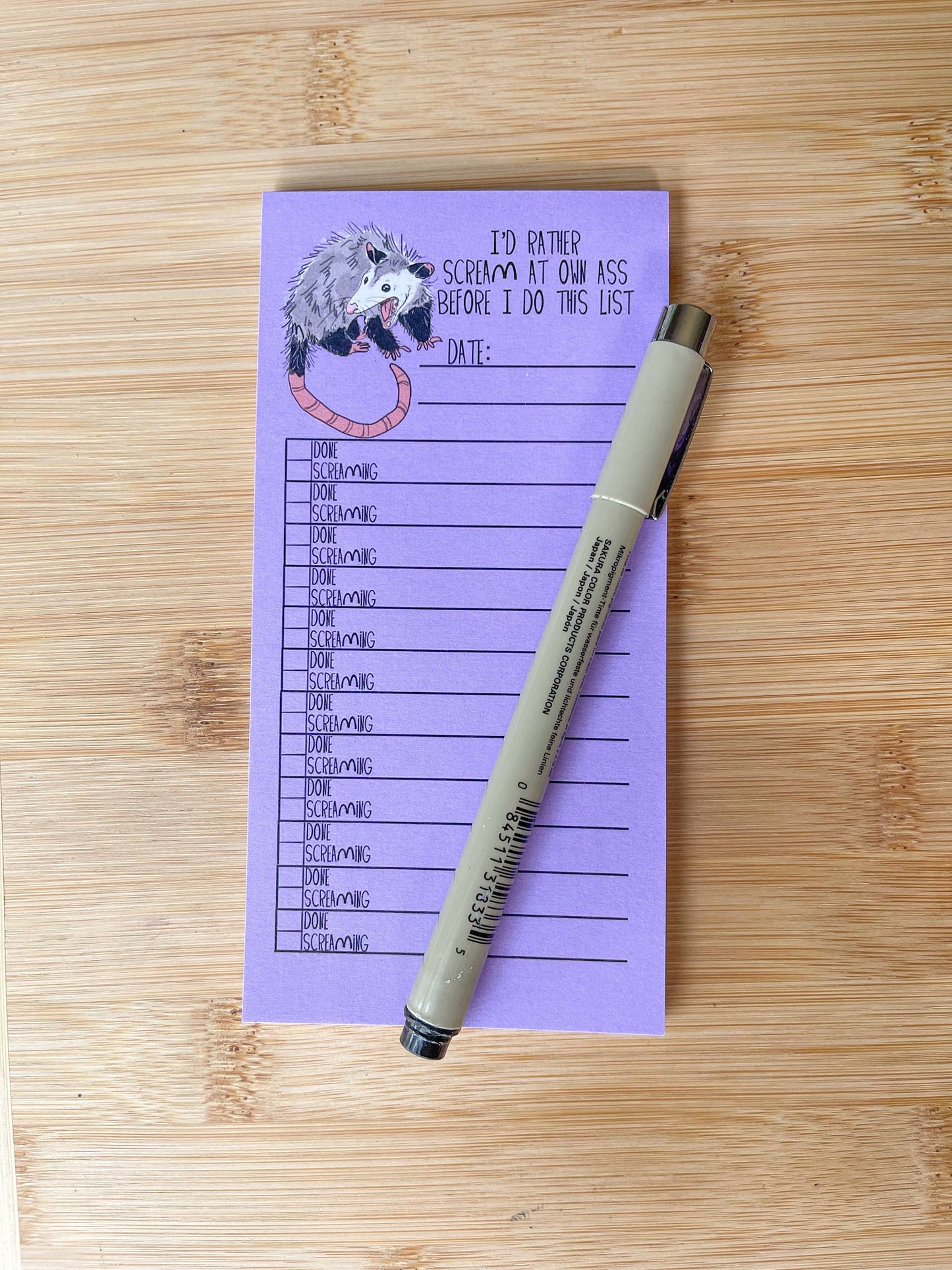To-Do List Screaming Opossum Notepad