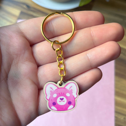 Red Panda Wooden Keychain