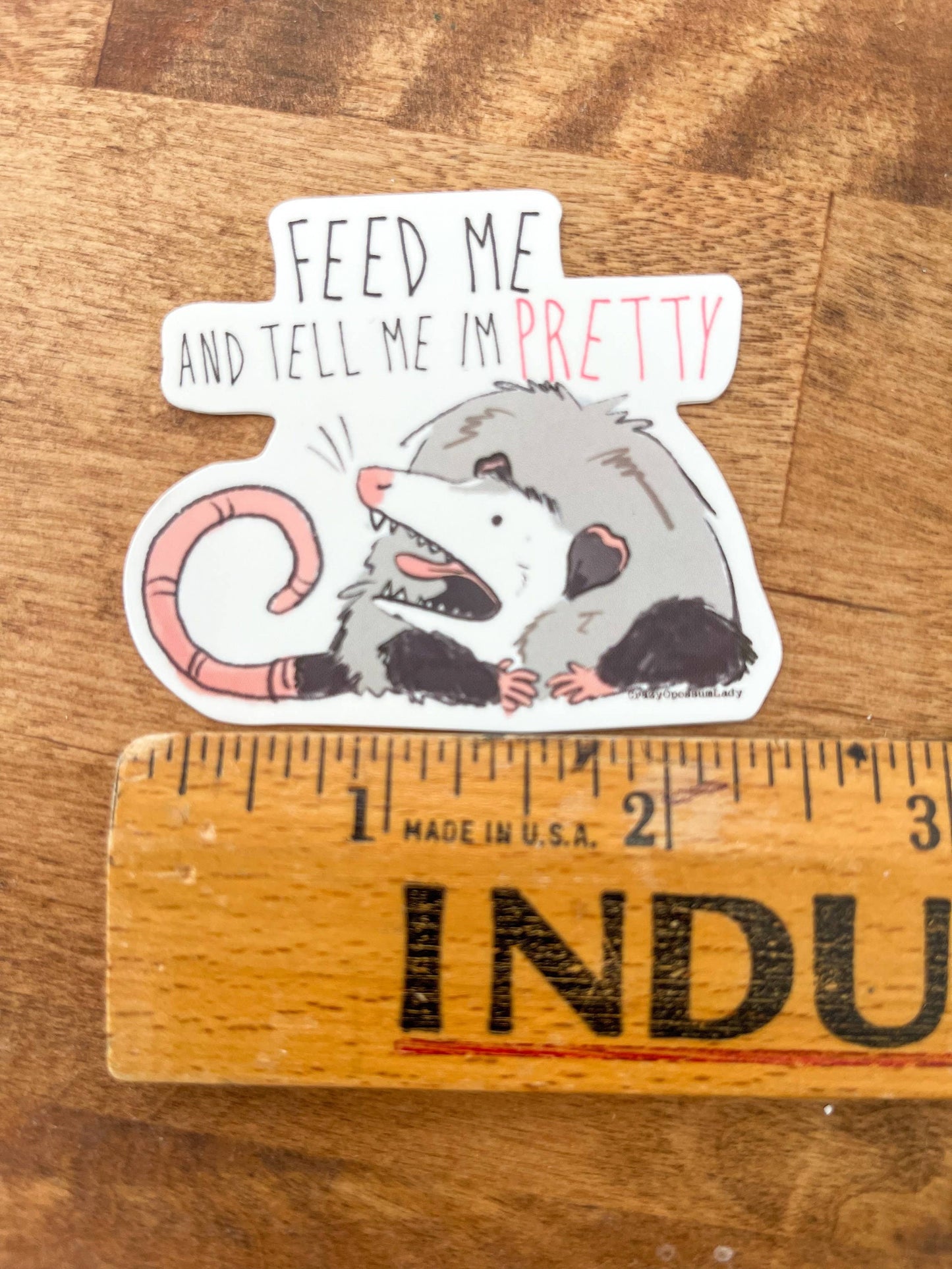 Feed Me Pretty Opossum Vinyl Sticker