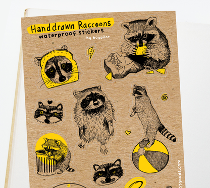 Raccoon Vintage Sticker Sheet