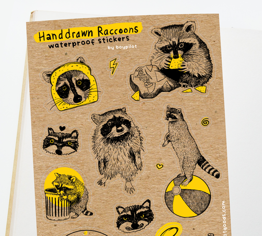 Raccoon Vintage Sticker Sheet