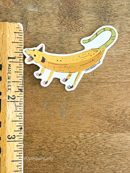 Screaming Banana Opossum Vinyl Sticker