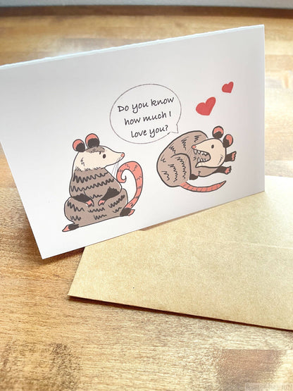 I Would Pretend To Die For You Opossum Card and Envelope