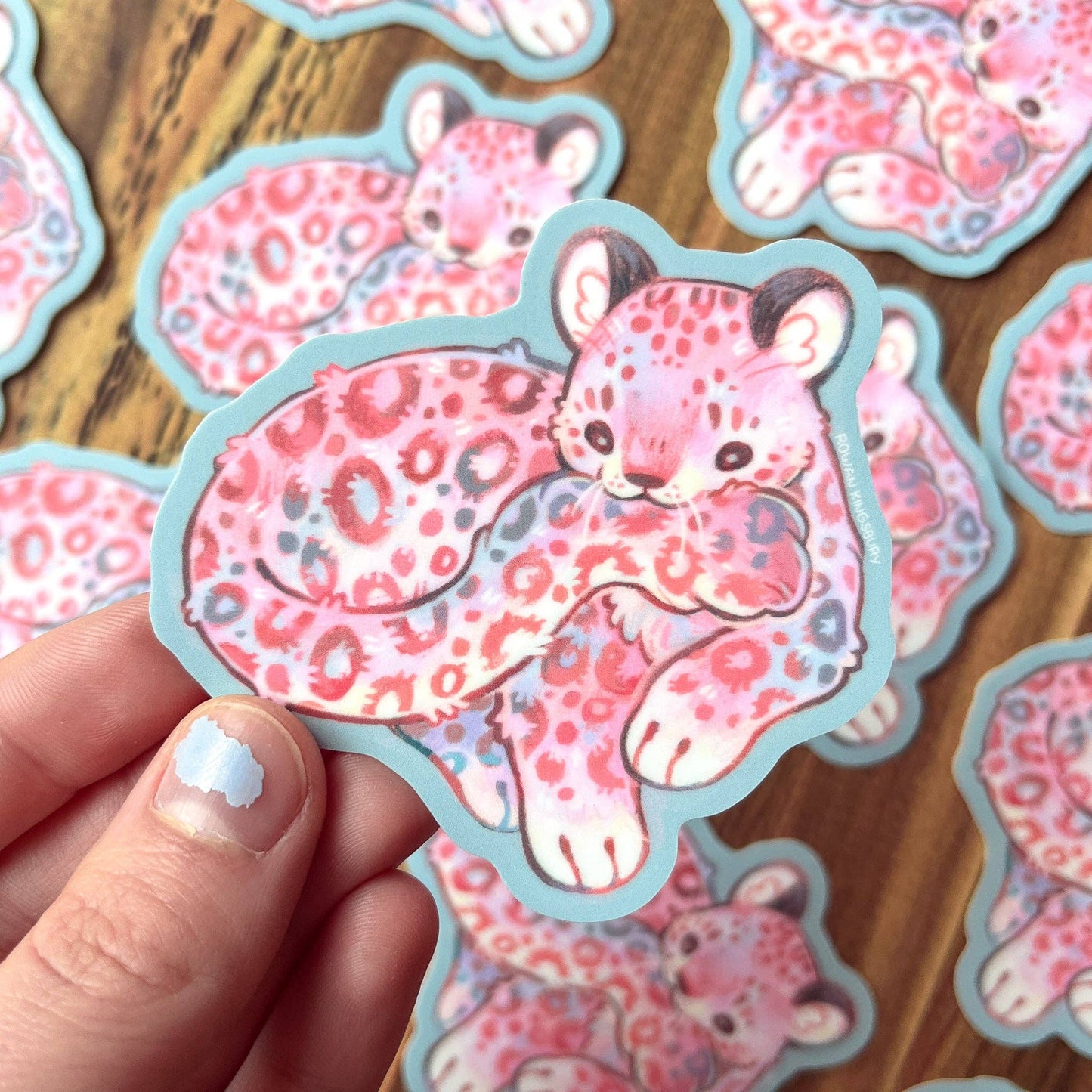 Cuddly Snow Leopard Vinyl Sticker