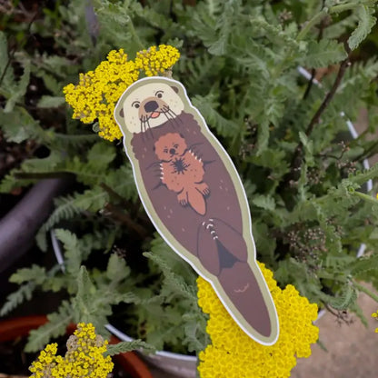 Floating Sea Otter and Pup Vinyl Sticker