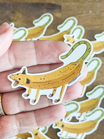 Screaming Banana Opossum Vinyl Sticker