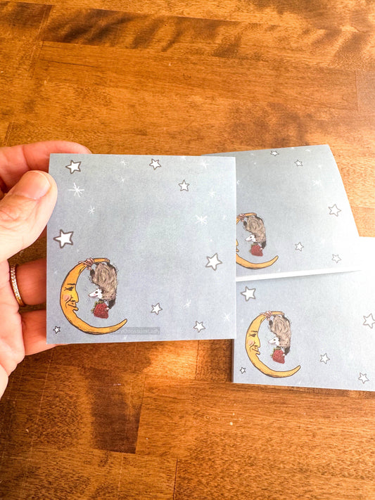 The Offering Moon and Stars Opossum Notepad Stationery