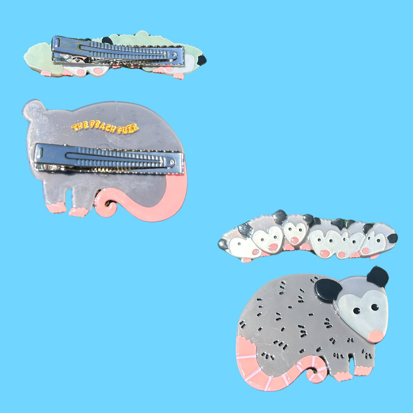 Mama Opossum and Joeys Hair Clips