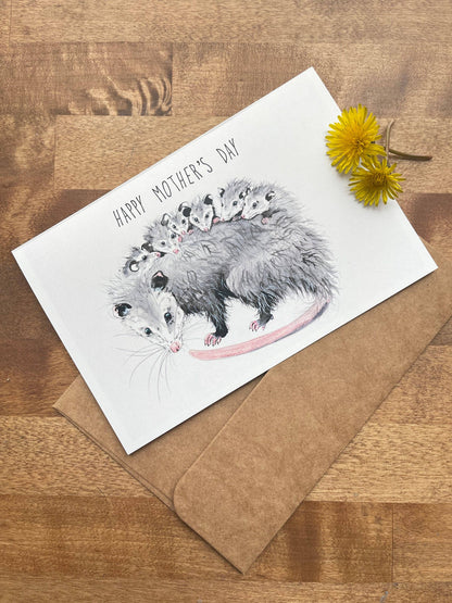 Happy Mother's Day Opossum Card and Envelope