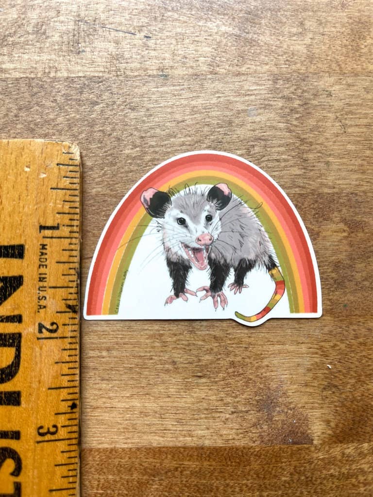 Vintage Rainbow Opossom Joey Vinyl Sticker