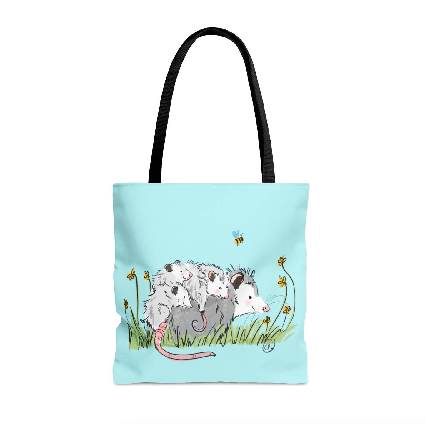 Mama Opossum with Joeys Cotton Canvas Tote Bag