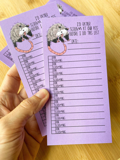 To-Do List Screaming Opossum Notepad