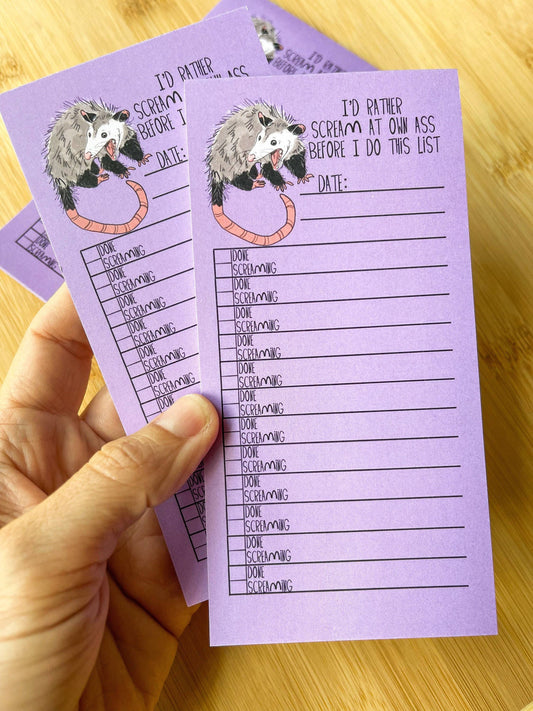 To-Do List Screaming Opossum Notepad