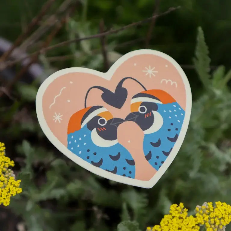 Quails in Love Vinyl Sticker