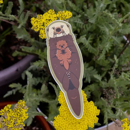 Floating Sea Otter and Pup Vinyl Sticker
