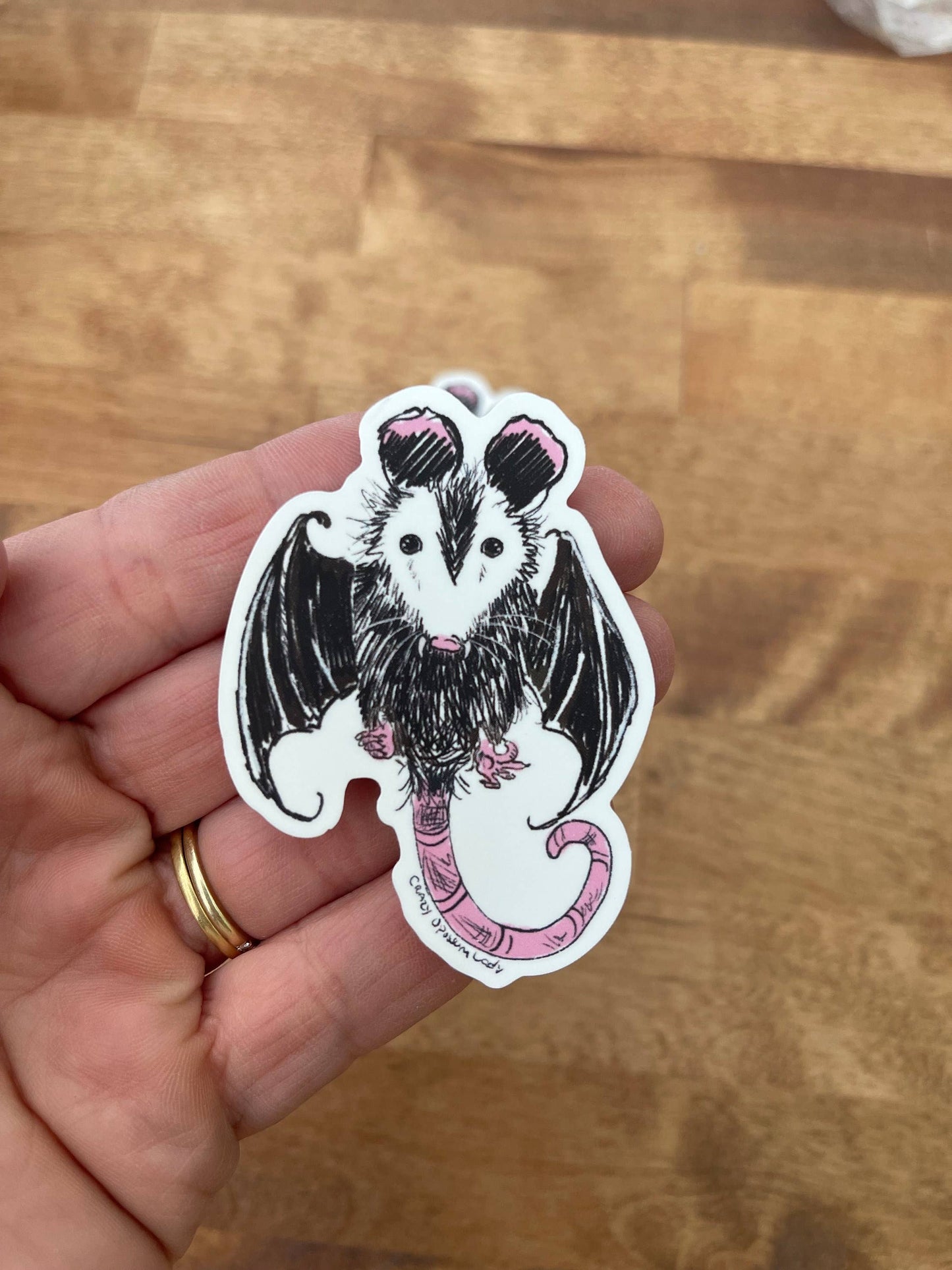 Flying Bat Opossum Vinyl Sticker