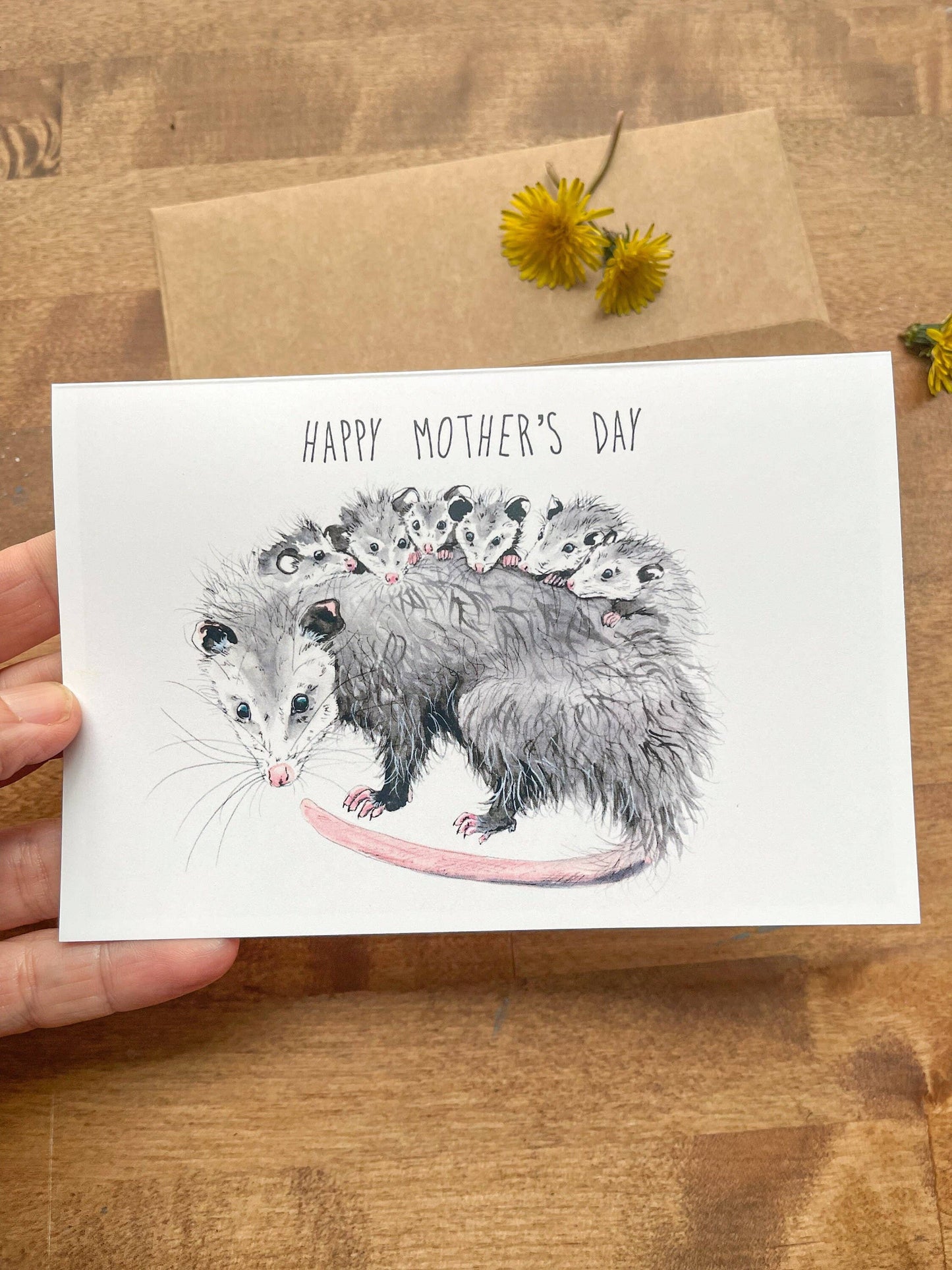 Happy Mother's Day Opossum Card and Envelope