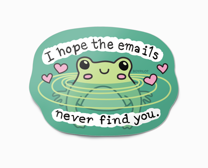 Safe From Emails Frog Vinyl Sticker