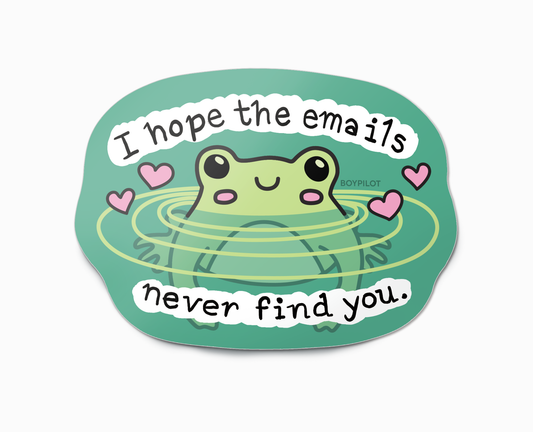 Safe From Emails Frog Vinyl Sticker