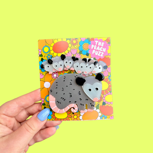 Mama Opossum and Joeys Hair Clips