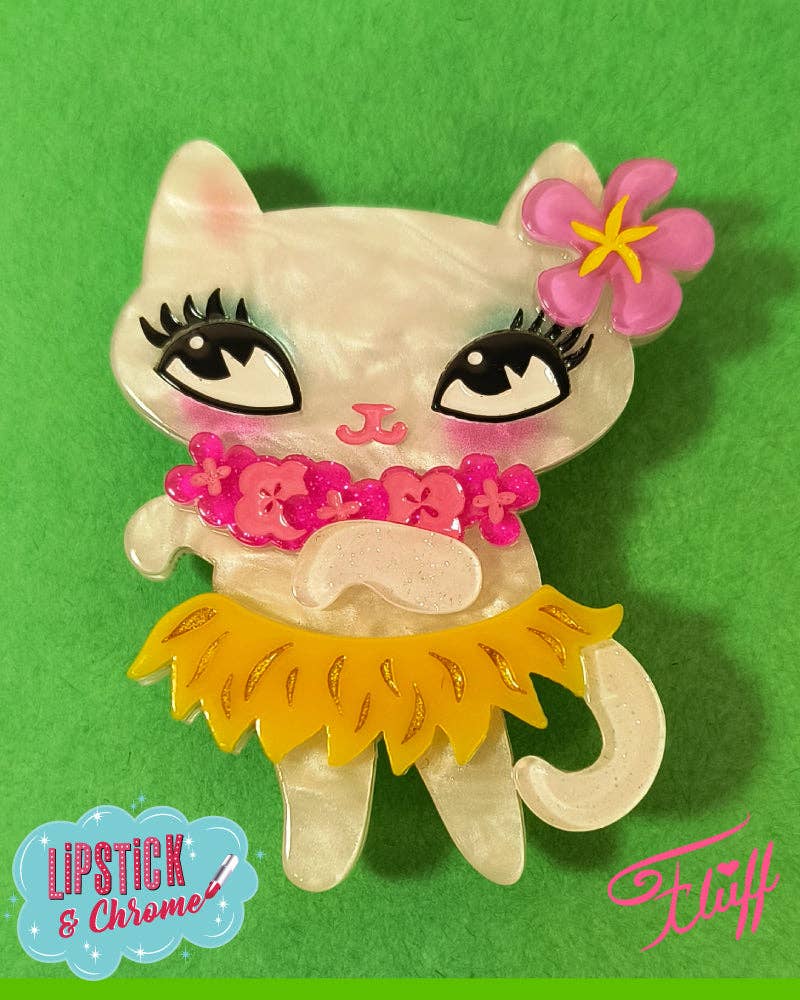 Tiki Hula Kitty Brooch