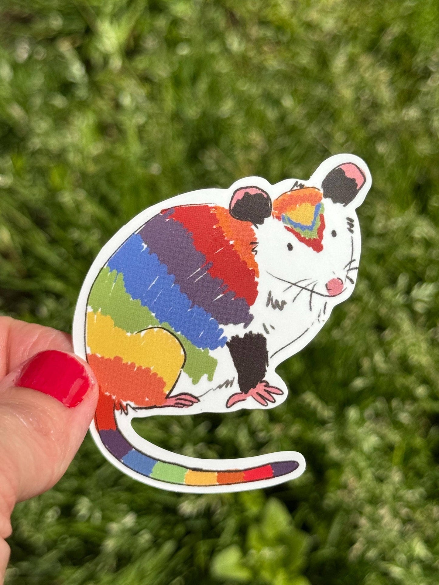 Rainbow Opossum Vinyl Sticker