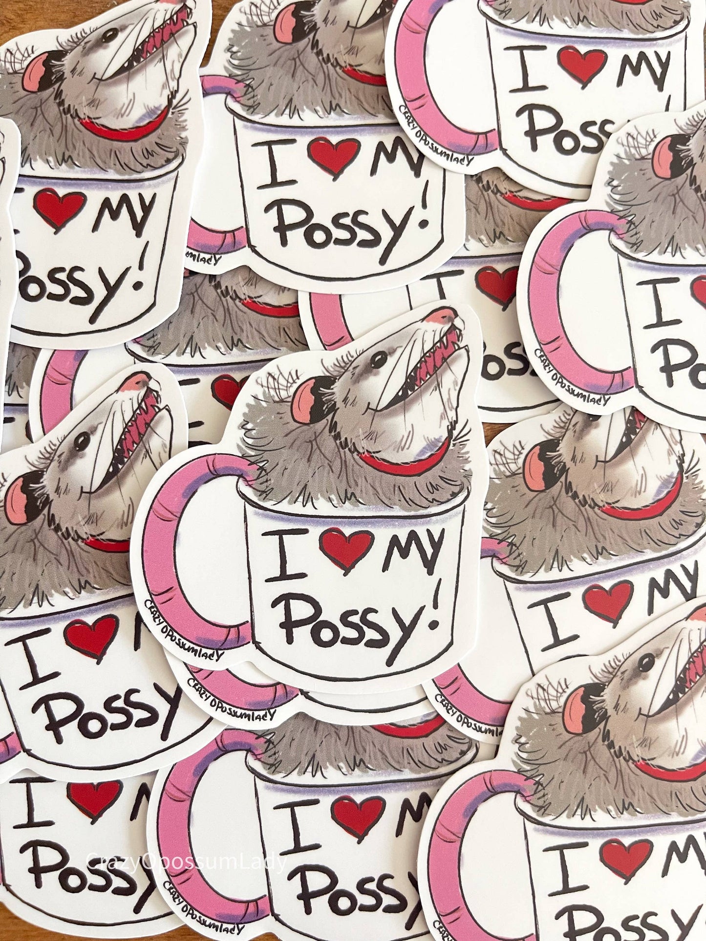 I Love My Possy Opossum Vinyl Sticker