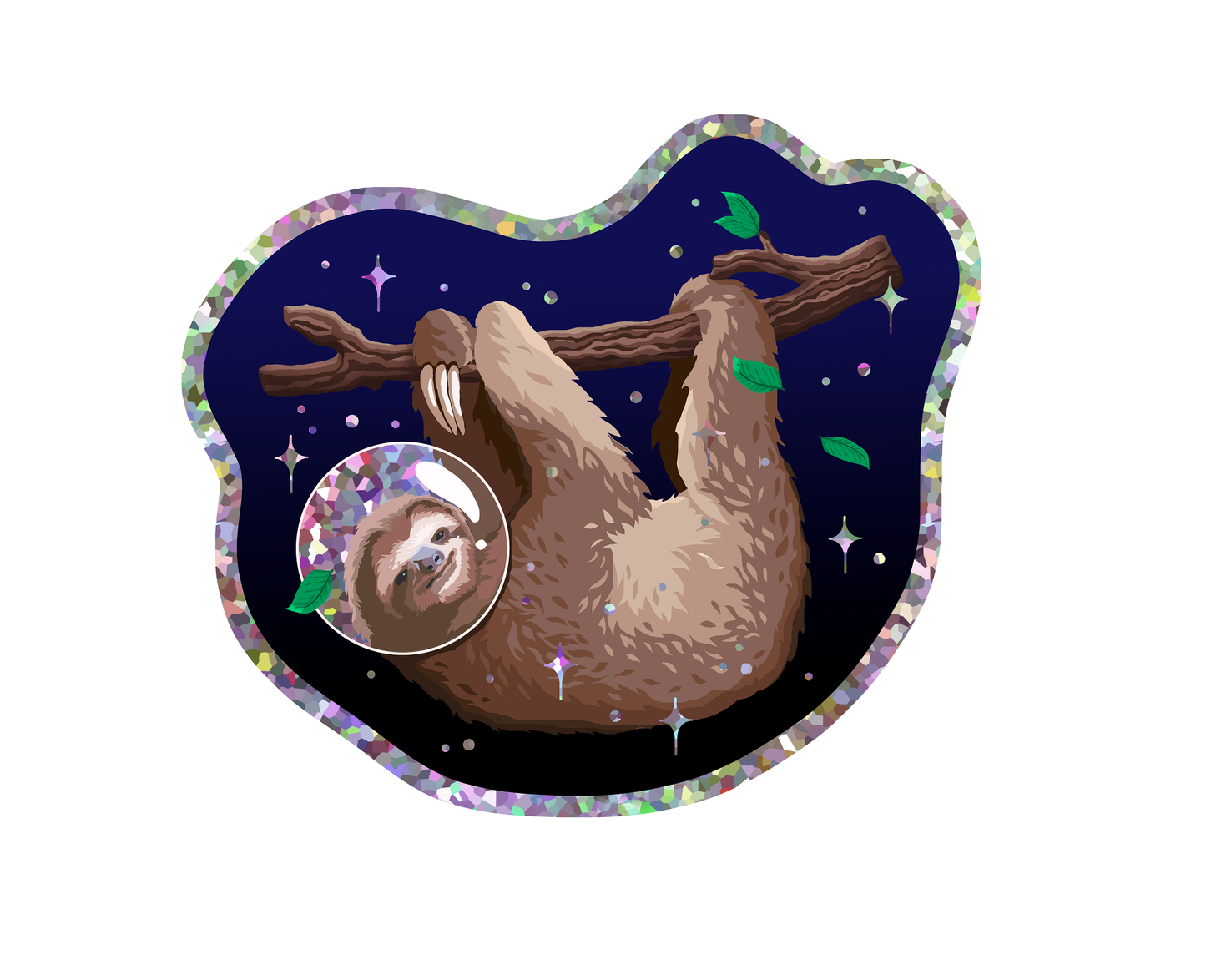 Space Sloth Sparkly Vinyl Sticker