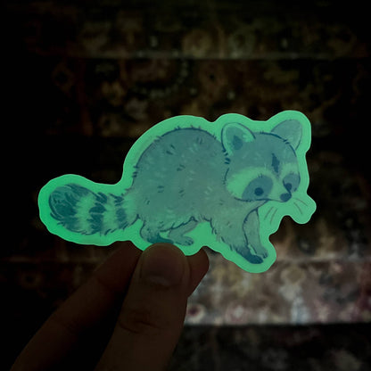 Glow-In-The-Dark Raccoon Vinyl Sticker