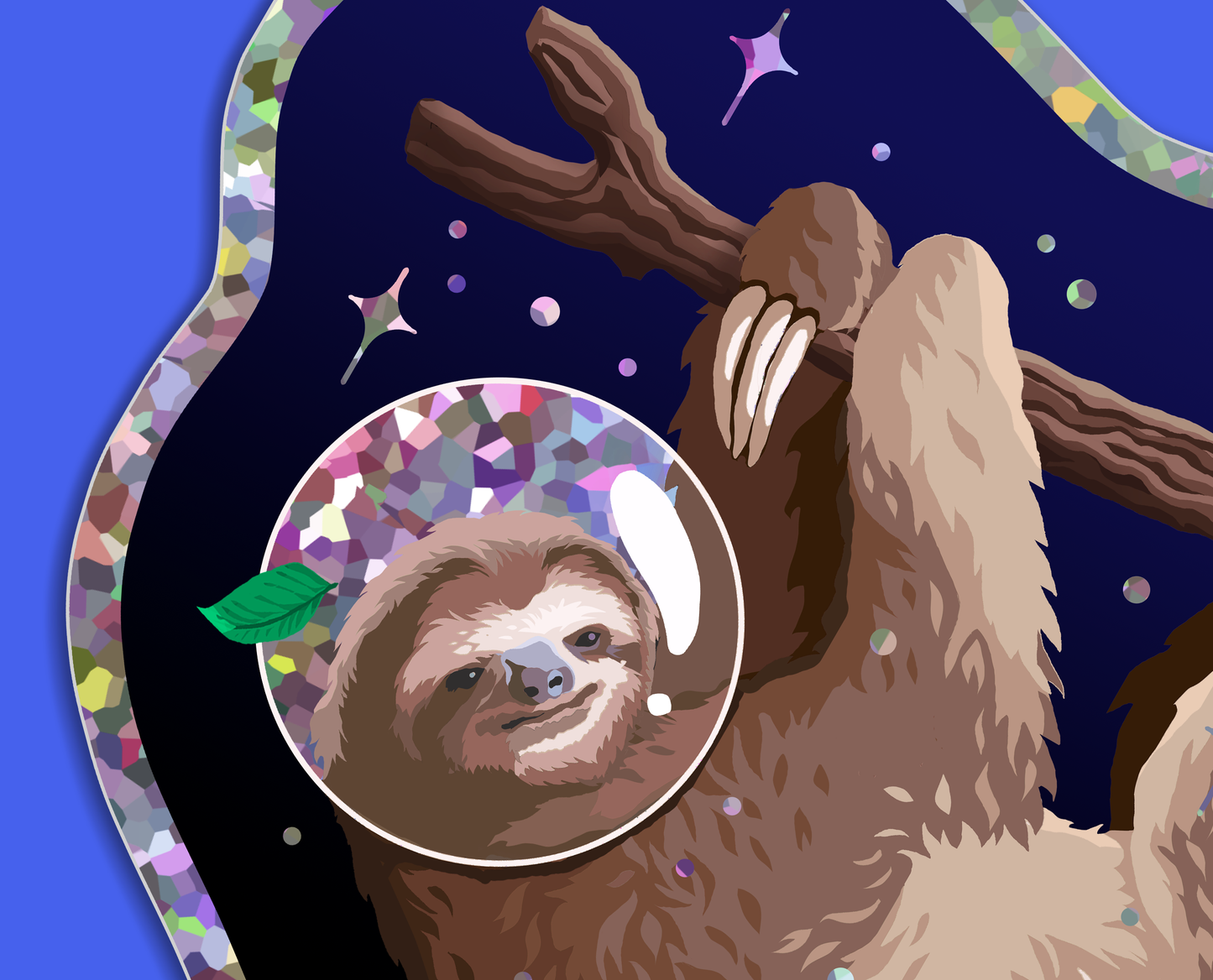 Space Sloth Sparkly Vinyl Sticker
