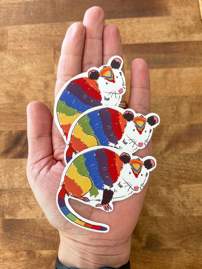Rainbow Opossum Vinyl Sticker